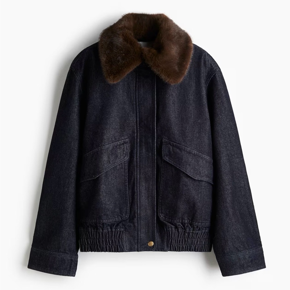 Sold out, H&M fluffy collar denim jacket M